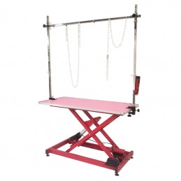 TABLE ELEVATRICE CHASSIS ELECTRIQUE EN X - ROSE - CHASSIS ROUGE -M895-AGC-CREATION