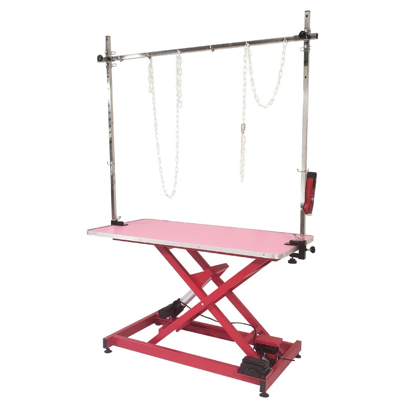 TABLE ELEVATRICE CHASSIS ELECTRIQUE EN X - ROSE - CHASSIS ROUGE -M895-AGC-CREATION TABLE ELEVATRICE CHASSIS ELECTRIQUE EN X - ROSE - CHASSIS ROUGE -M895-AGC-CREATION