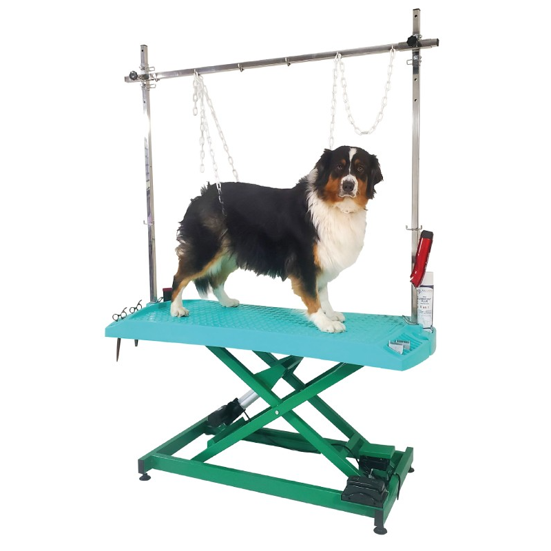 TABLE EVOLUTECH130 ELEVATRICE CHASSIS ELECTRIQUE EN X - TURQUOISE - CHASSIS VERT -M818-C-AGC-CREATION