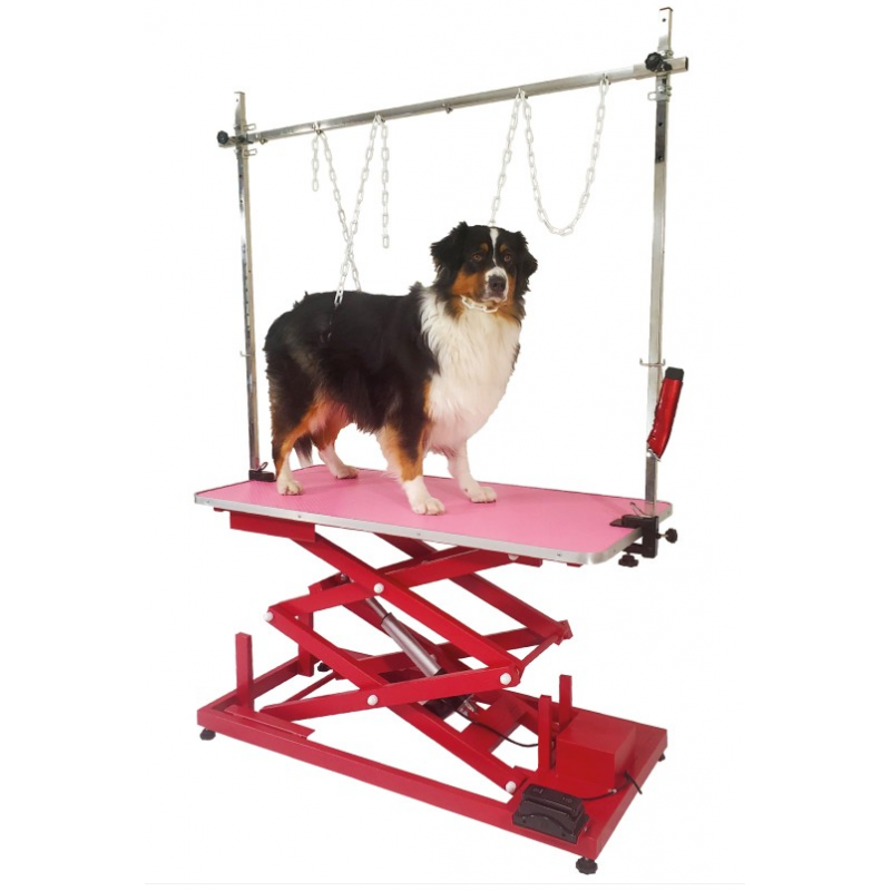TABLE ÉLÉVATRICE CHASSIS ELEC GRANDE VARIATION - ROSE - CHASSIS ROUGE -M510-C-AGC-CREATION