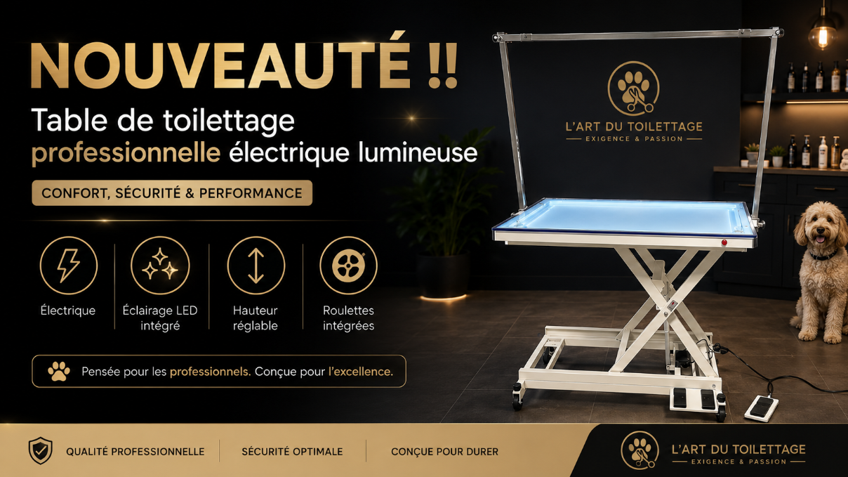 Table de toilettage élévatrice électrique lumineuse